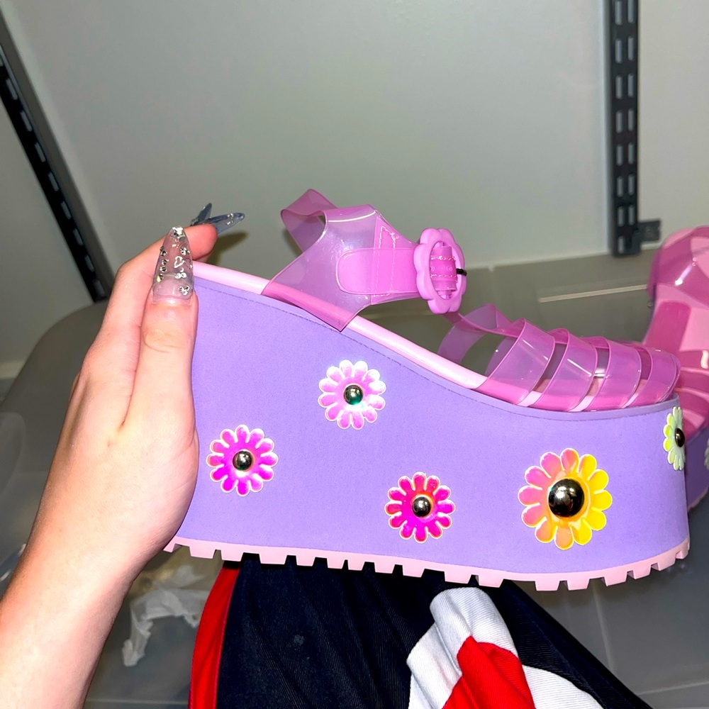SugarThrillz jelly flower platforms size 6 from a few years ago. NEVER WORN